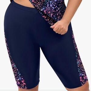 Women Plus Size Tummy Control High Waisted Swim Capris Shorts